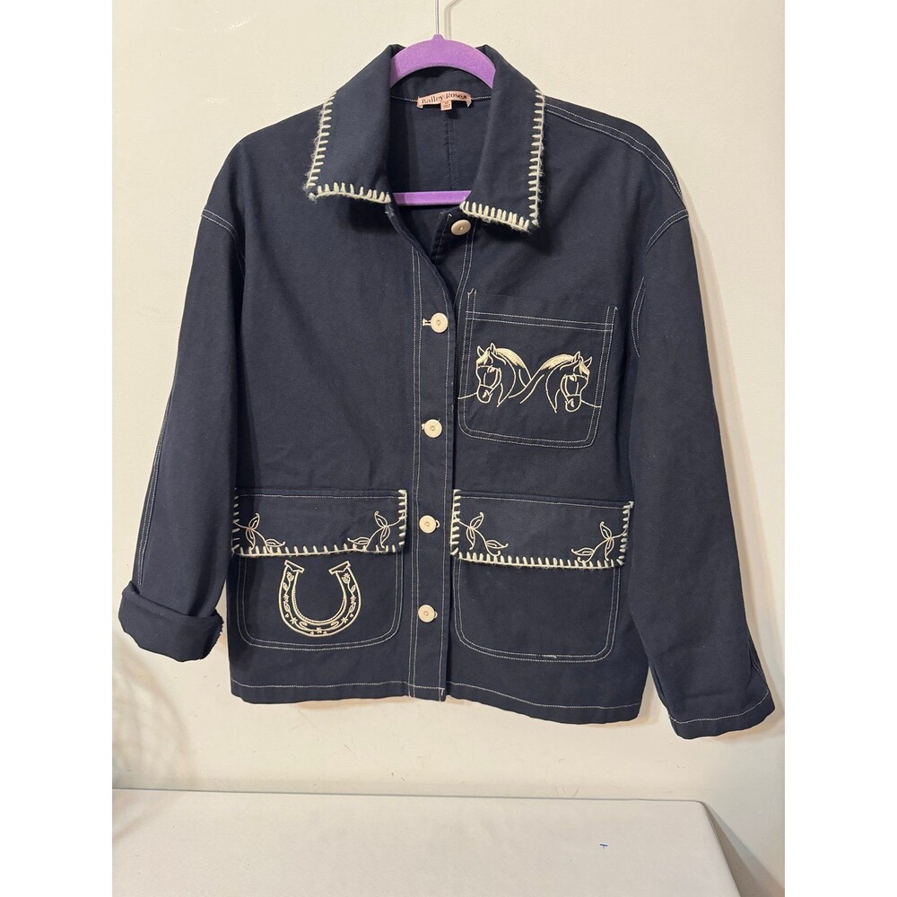 BAILEY ROSE HORSE EMBROIDERED WESTERN STYLE JACKET XS OVERSIZED NWOT